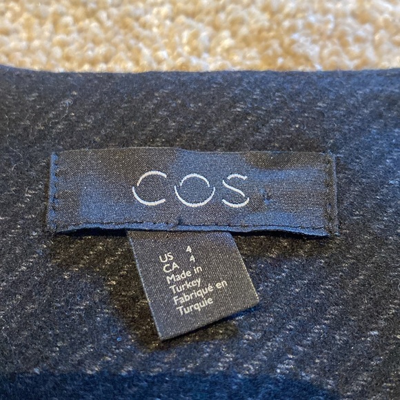 COS Dress Tweed Herringbone Wool Short Sleeve Wrap Dress Size 4 - Picture 4 of 13